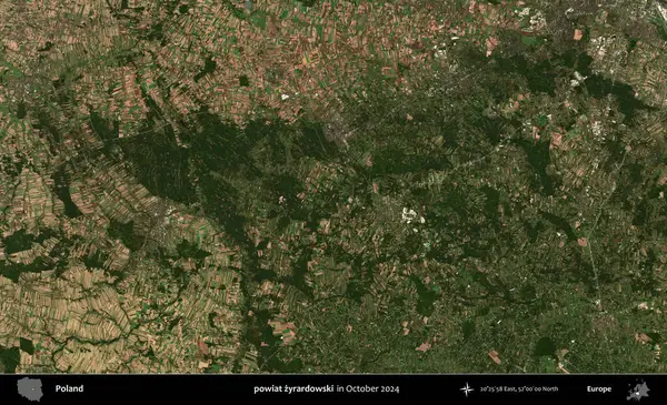 powiat zyrardowski. Polonya 'nın idari bölgesi, Kopernik Sentinel' in Ekim 2024 'te çekilmiş uydu görüntüsü üzerine kurulmuştur.