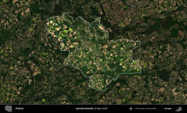 powiat sremski. Polonya 'nın idari alanı, Mayıs 2018' de çekilen Kopernik Nöbetçi karolarından oluşan koyu renkli bir uydu görüntüsüyle vurgulandı ve özetlendi