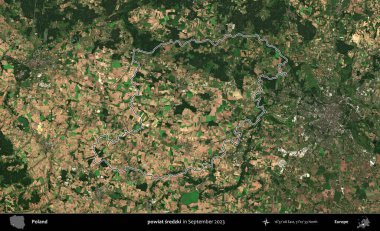 powiat sredzki. Eylül 2023 'te çekilen Copernicus Sentinel karolarından oluşan bir uydu görüntüsü üzerine Polonya' nın idari bölgesinin ana hatlarını belirledik.