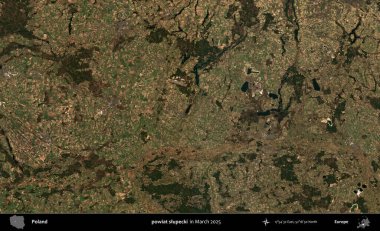 powiat slupecki. Copernicus Sentinel 'in Mart 2025' te çekilmiş uydu görüntüsü üzerine Polonya 'nın idari bölgesi