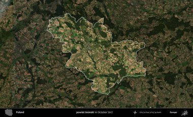 powiat sremski. Polonya 'nın idari alanı, Ekim 2017' de çekilen Kopernik Nöbetçi karolarından oluşan koyu renkli bir uydu görüntüsü üzerine vurgulandı ve özetlendi