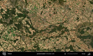 powiat sredzki. Polonya 'nın idari bölgesi, Ekim 2018' de çekilen Kopernik Sentinel karolarından oluşan bir uydu görüntüsü üzerine kurulmuştur.