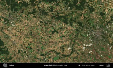 powiat sredzki. Eylül 2024 'te çekilen Kopernik Sentinel karolarından oluşan uydu görüntüsü üzerine Polonya' nın idari bölgesi