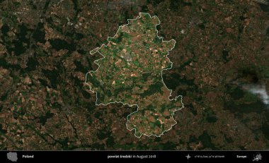 powiat sredzki. Polonya 'nın idari alanı, Ağustos 2018' de çekilen Kopernik Nöbetçi karolarından oluşan koyu renkli bir uydu görüntüsü üzerine vurgulandı ve özetlendi