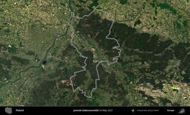 powiat stalowowolski. Mayıs 2017 'de çekilen Kopernik Nöbetçi karolarından oluşan bir uydu görüntüsü üzerine Polonya' nın idari bölgesinin ana hatlarını belirledik.