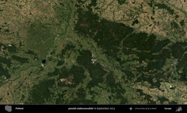 powiat stalowowolski. Eylül 2023 'te Copernicus Sentinel karolarından oluşan uydu görüntüsü üzerine Polonya' nın idari bölgesi
