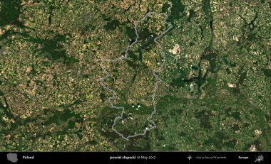 powiat slupecki. Mayıs 2017 'de çekilen Kopernik Nöbetçi karolarından oluşan bir uydu görüntüsü üzerine Polonya' nın idari bölgesinin ana hatlarını belirledik.