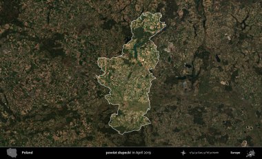 powiat slupecki. Polonya 'nın idari alanı, Nisan 2019' da çekilen Kopernik Nöbetçi karolarından oluşan koyu renkli bir uydu görüntüsü üzerine vurgulandı ve özetlendi.