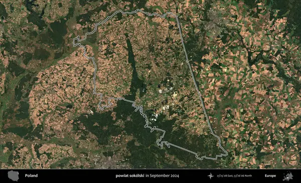 powiat sokolski. Eylül 2024 'te çekilen Kopernik Nöbetçi karolarından oluşan bir uydu görüntüsünde Polonya' nın idari bölgesinin ana hatları belirlendi