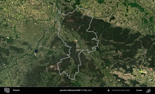 powiat stalowowolski. Mayıs 2017 'de çekilen Kopernik Nöbetçi karolarından oluşan bir uydu görüntüsü üzerine Polonya' nın idari bölgesinin ana hatlarını belirledik.