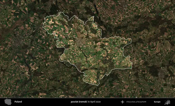 powiat sremski. Polonya 'nın idari alanı, Nisan 2020' de çekilen Kopernik Nöbetçi karolarından oluşan koyu renkli bir uydu görüntüsü üzerine vurgulandı ve özetlendi