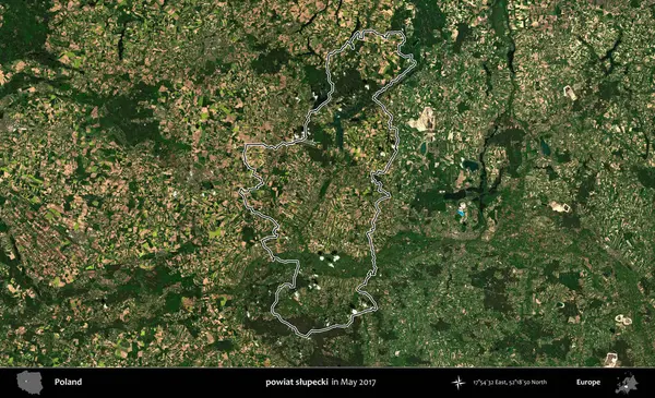 powiat slupecki. Mayıs 2017 'de çekilen Kopernik Nöbetçi karolarından oluşan bir uydu görüntüsü üzerine Polonya' nın idari bölgesinin ana hatlarını belirledik.