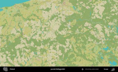 Bialogardzki İlçesi. Bir OpenStreetMap İnsani Haritası üzerinde Polonya 'nın idari alanı