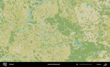 Bialostocki İlçesi. Bir OpenStreetMap İnsani Haritası üzerinde Polonya 'nın idari alanı