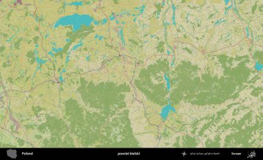 Bielski İlçesi. Bir OpenStreetMap İnsani Haritası üzerinde Polonya 'nın idari alanı