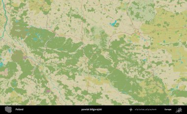Bilgorajski İlçesi. Bir OpenStreetMap İnsani Haritası üzerinde Polonya 'nın idari alanı