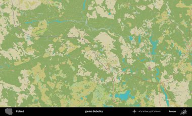 Bobolice Komünü. Bir OpenStreetMap İnsani Haritası üzerinde Polonya 'nın idari alanı