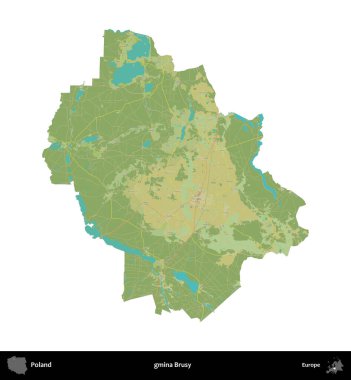 Özel bir komün. Polonya idari bölgesi bir OpenStreetMap İnsani Haritası haritasında beyaza izole edildi