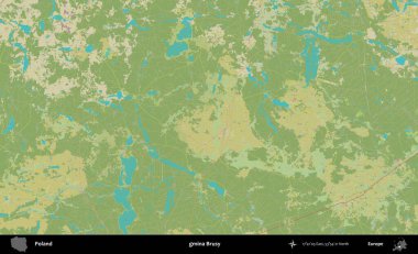 Özel bir komün. Bir OpenStreetMap İnsani Haritası üzerinde Polonya 'nın idari alanı
