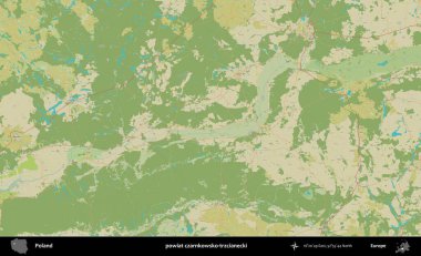 Czarnkowsko-trzcianecki İlçesi. Bir OpenStreetMap İnsani Haritası üzerinde Polonya 'nın idari alanı