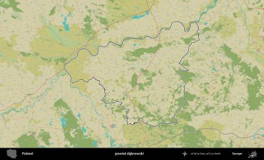 Dabrowski İlçesi. Polonya 'nın idari alanı bir OpenStreetMap İnsani Harita stil haritasında özetlendi