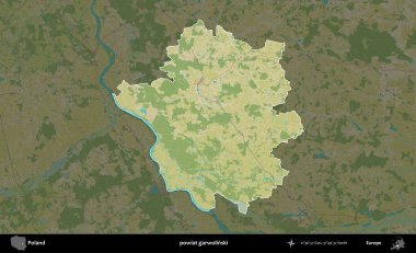 Garwolinski İlçesi. Polonya 'nın idari alanı karanlık bir OpenStreetMap İnsani Haritası' na vurgulandı ve özetlendi