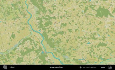 Garwolinski İlçesi. Bir OpenStreetMap İnsani Haritası üzerinde Polonya 'nın idari alanı