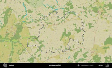 Gostynski İlçesi. Polonya 'nın idari alanı bir OpenStreetMap İnsani Harita stil haritasında özetlendi