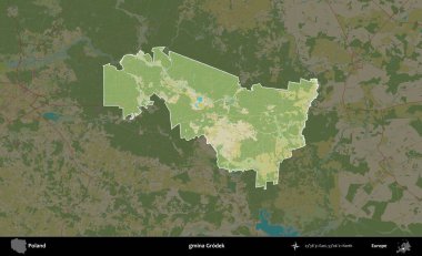 Grodek Komünü. Polonya 'nın idari alanı karanlık bir OpenStreetMap İnsani Haritası' na vurgulandı ve özetlendi