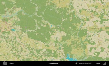 Grodek Komünü. Bir OpenStreetMap İnsani Haritası üzerinde Polonya 'nın idari alanı