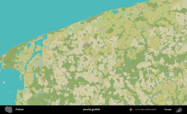 Gryficki İlçesi. Bir OpenStreetMap İnsani Haritası üzerinde Polonya 'nın idari alanı