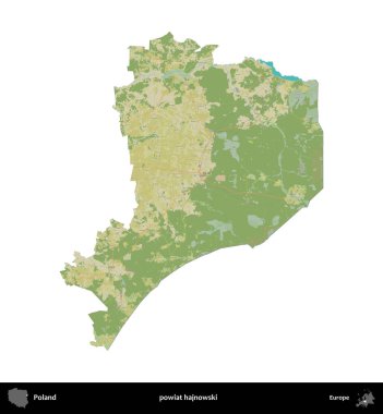 Hajnowski İlçesi. Polonya idari bölgesi bir OpenStreetMap İnsani Haritası haritasında beyaza izole edildi