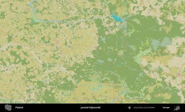 Hajnowski İlçesi. Bir OpenStreetMap İnsani Haritası üzerinde Polonya 'nın idari alanı
