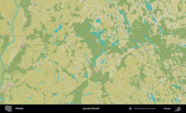 Ilawski İlçesi. Bir OpenStreetMap İnsani Haritası üzerinde Polonya 'nın idari alanı