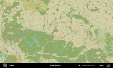 Janowski İlçesi. Bir OpenStreetMap İnsani Haritası üzerinde Polonya 'nın idari alanı