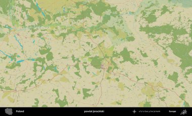 Jarocinski İlçesi. Bir OpenStreetMap İnsani Haritası üzerinde Polonya 'nın idari alanı