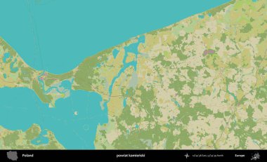 Kamienski İlçesi. Bir OpenStreetMap İnsani Haritası üzerinde Polonya 'nın idari alanı