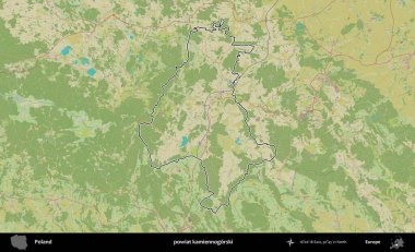 Kamiennogorski İlçesi. Polonya 'nın idari alanı bir OpenStreetMap İnsani Harita stil haritasında özetlendi