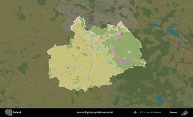 Kedzierzynsko-kozielski ilçesi. Polonya 'nın idari alanı karanlık bir OpenStreetMap İnsani Haritası' na vurgulandı ve özetlendi