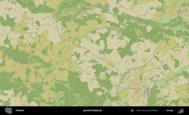 Klobucki İlçesi. Bir OpenStreetMap İnsani Haritası üzerinde Polonya 'nın idari alanı