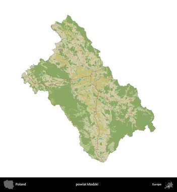 Klodzki İlçesi. Polonya idari bölgesi bir OpenStreetMap İnsani Haritası haritasında beyaza izole edildi