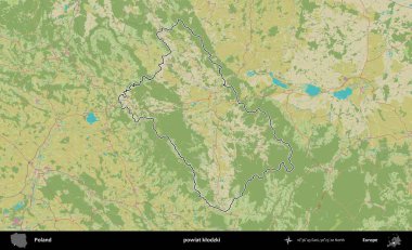 Klodzki İlçesi. Polonya 'nın idari alanı bir OpenStreetMap İnsani Harita stil haritasında özetlendi