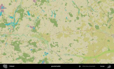Kolski İlçesi. Bir OpenStreetMap İnsani Haritası üzerinde Polonya 'nın idari alanı