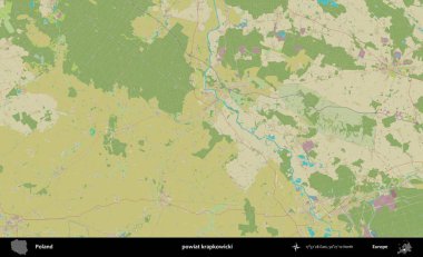 Krapkowicki İlçesi. Bir OpenStreetMap İnsani Haritası üzerinde Polonya 'nın idari alanı