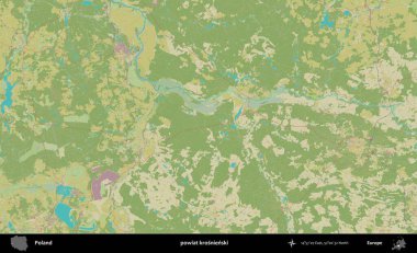 Krosnienski İlçesi. Bir OpenStreetMap İnsani Haritası üzerinde Polonya 'nın idari alanı