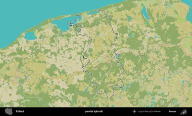 Leborski İlçesi. Polonya 'nın idari alanı bir OpenStreetMap İnsani Harita stil haritasında özetlendi