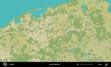 Leborski İlçesi. Bir OpenStreetMap İnsani Haritası üzerinde Polonya 'nın idari alanı