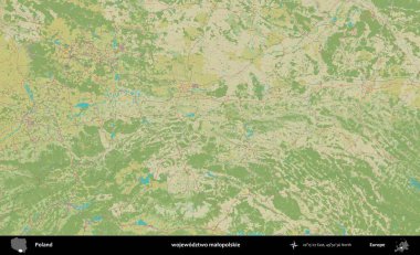 Malopolskie Eyaleti. Bir OpenStreetMap İnsani Haritası üzerinde Polonya 'nın idari alanı