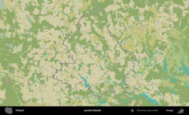 Lobeski İlçesi. Polonya 'nın idari alanı bir OpenStreetMap İnsani Harita stil haritasında özetlendi