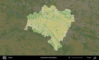 Dolnoslaskie Eyaleti. Polonya 'nın idari alanı karanlık bir OpenStreetMap İnsani Haritası' na vurgulandı ve özetlendi